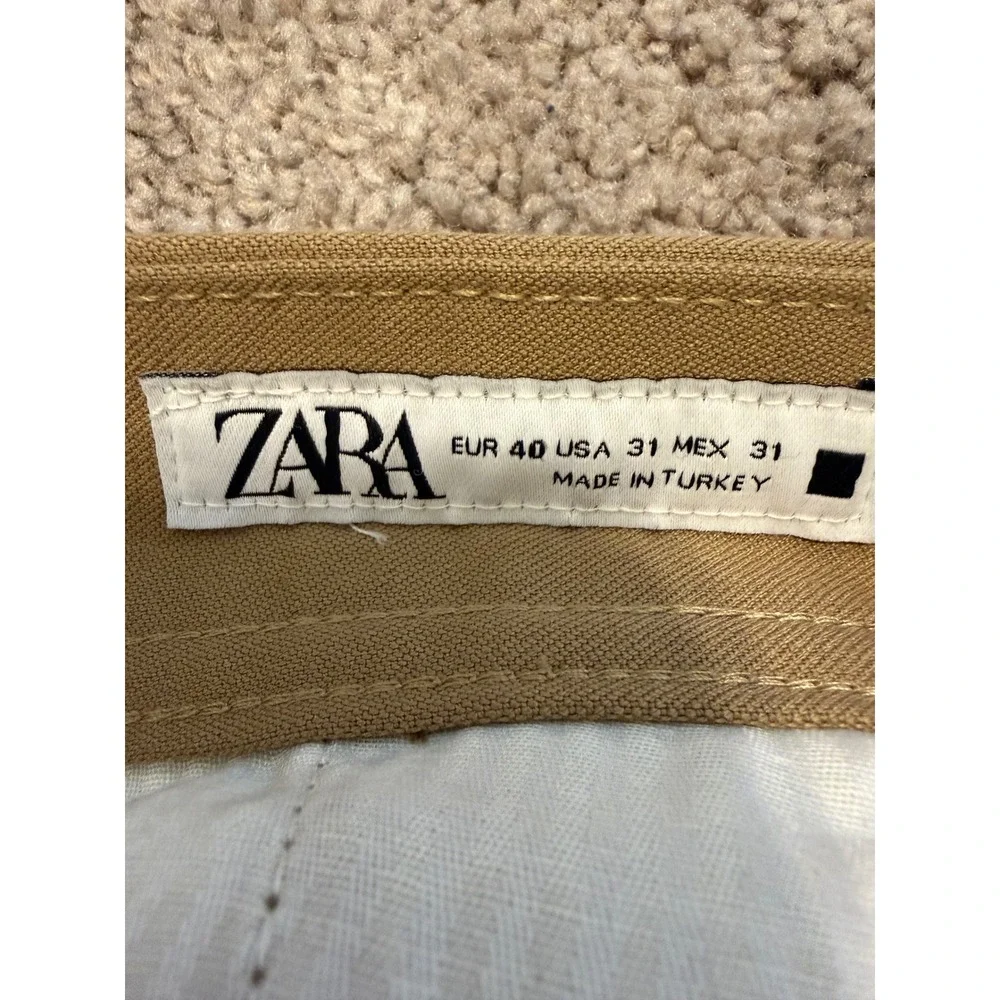 Zara Man Tan Khaki Chino Pants Flat Front Straight Leg Mens‎ Size 31